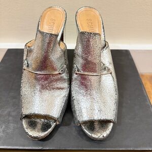 SCHUTZ Metallic Silver Women's Mules